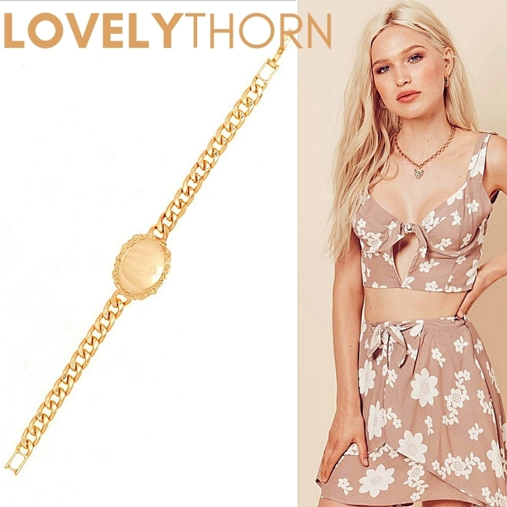 VANESSA MOONEY // ltd ed gold nugget chunky curb chain ID bracelet - Picture 5 of 15